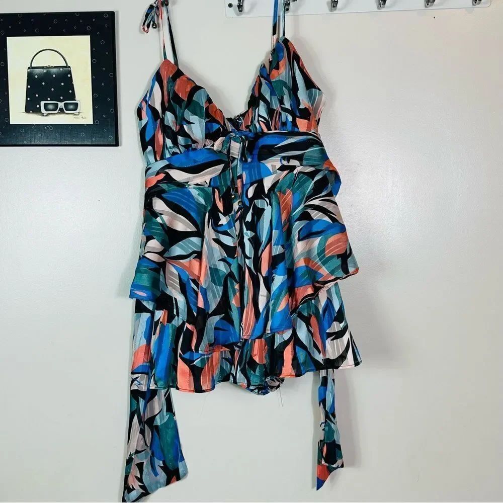 Colorful Leaf Print Romper - Picture 9 of 9